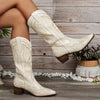 Katy Block Heel Retro Embroidered Western Boots