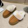 Veda Platform Fur Collar Lined Slip On Mule