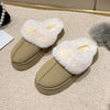 Veda Platform Fur Collar Lined Slip On Mule