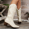 Katy Block Heel Retro Embroidered Western Boots