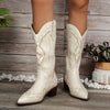 Katy Block Heel Retro Embroidered Western Boots