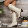 Katy Block Heel Retro Embroidered Western Boots