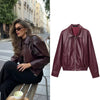 Maris – Burgundy Faux Leather Jacket