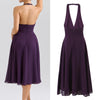 Aveline – Purple Halterneck Midi Dress