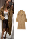 Celia – Retro Suede Trench Coat