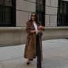 Selene – Suede Patchwork Belted Coat