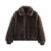 Isolde – Plush Leather Turtleneck Jacket