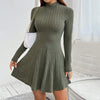 Elara – Mock Neck A-Line Dress