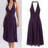 Aveline – Purple Halterneck Midi Dress