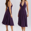 Aveline – Purple Halterneck Midi Dress