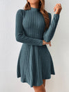 Elara – Mock Neck A-Line Dress