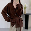 Rivka – Belted V-Neck Sweater Coat