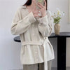 Rivka – Belted V-Neck Sweater Coat