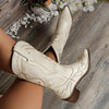 Katy Block Heel Retro Embroidered Western Boots